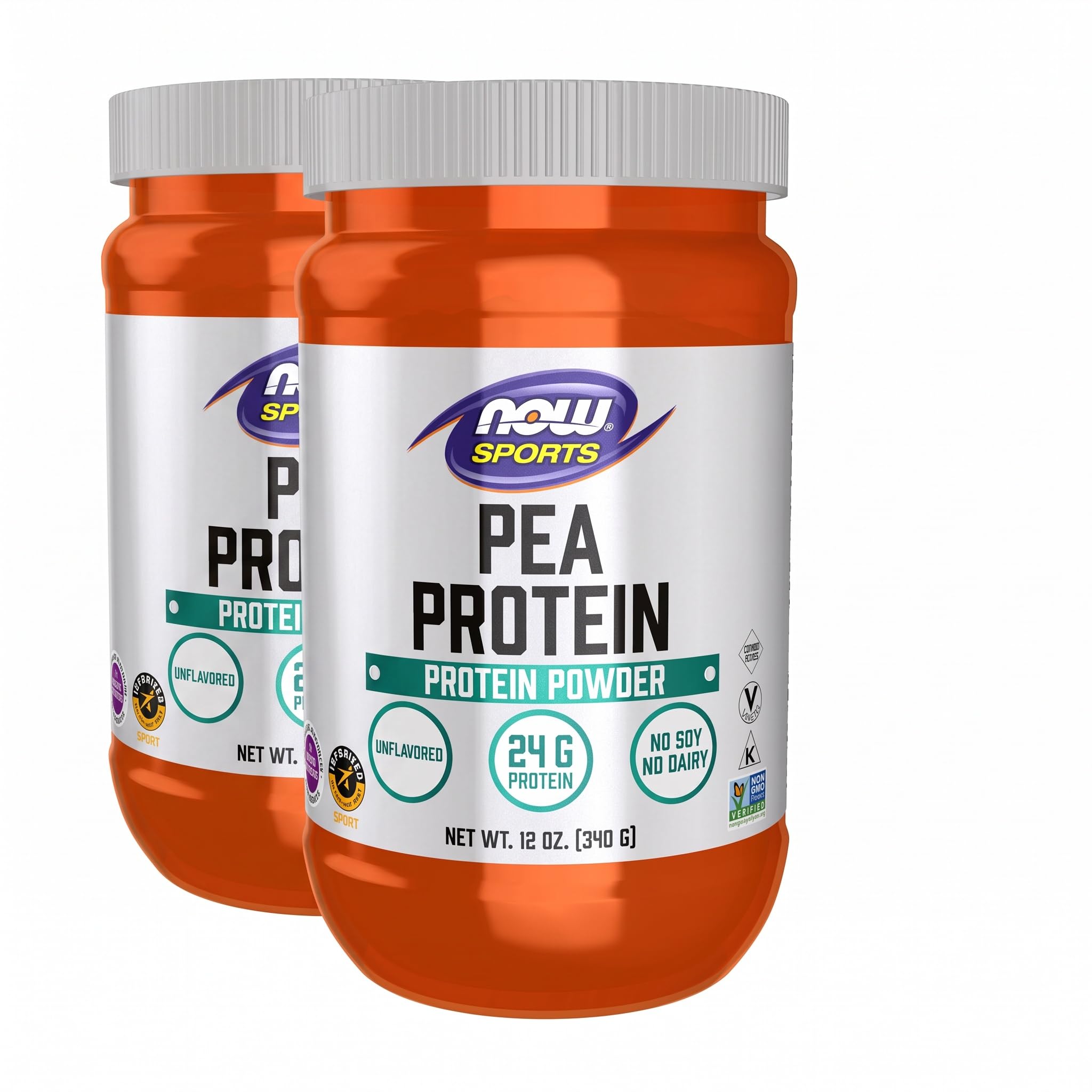 NOW Sports Nutrition, Pea Protein 24 g, Easily Digested, Unflavored Powder, 12-Ounce (Pack of 2)