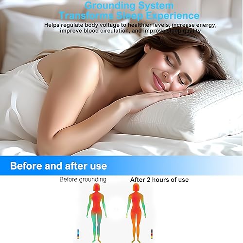 Miniatura 5 de Grounding Sheets King, 90 % algodón orgánico + 10 % fibra de plata pura, juego de sábanas con tierra de bolsillo profundo, alivia el dolor, se