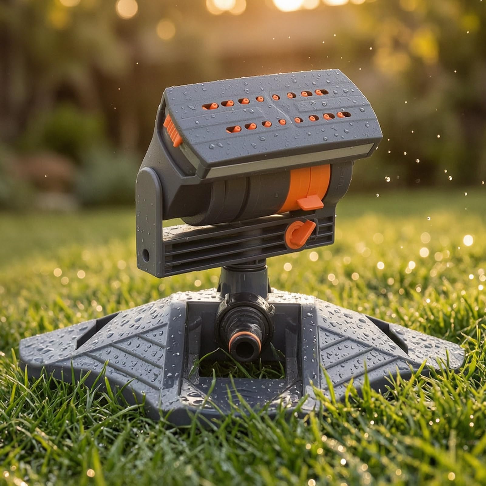 Irrigatore da giardino oscillante, 16 ugelli irrigatore per prato con gamma di spruzzo regolabile, sistema di irrigazione da giardino per piante, raffreddamento all'aperto per bambini, facile