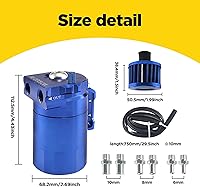 Vista 3 de Lata receptora de aceite de aluminio, kit de lata receptora de aceite con deflector, tanque de reservorio de aceite de 300ml, lata receptora