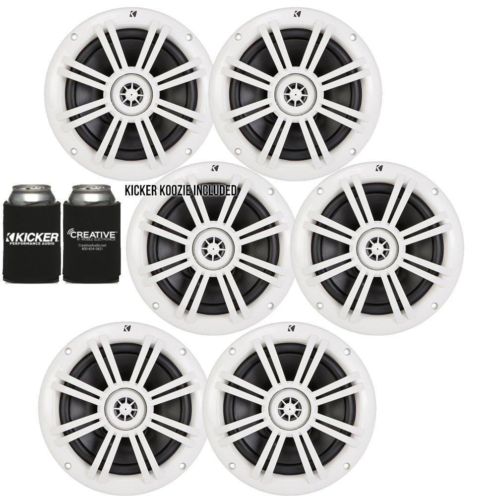 KICKER White OEM Replacement Marine 6.5" 4 Ohm Coaxial Speaker Bundle - 6 Speakers