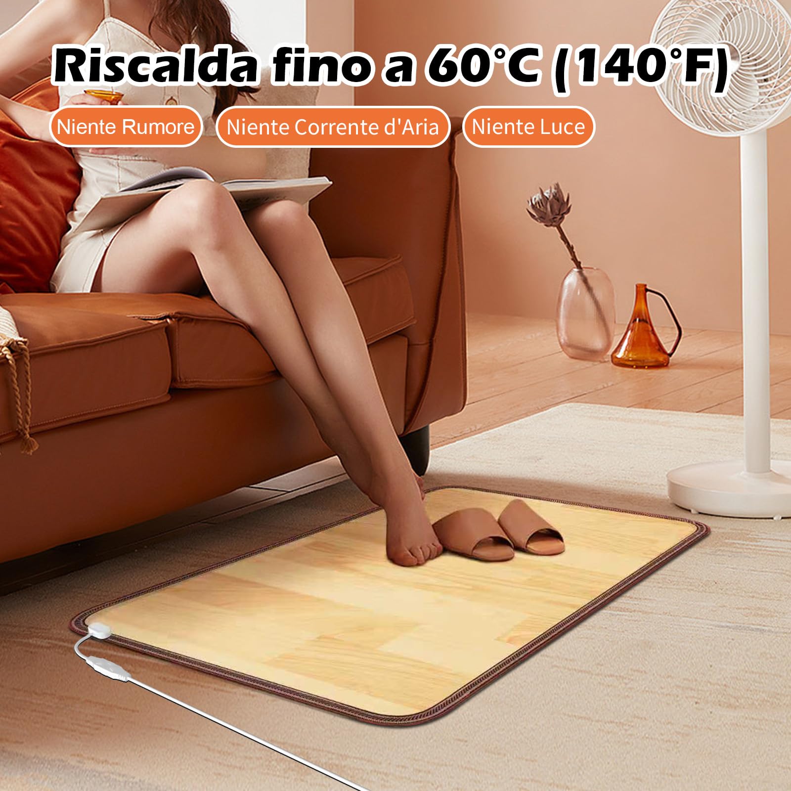 Scaldapiedi Elettrico NujorWarm, Tappetino Riscaldante da Sotto la Scrivania con 10 Livelli di Calore e Timer, Tappeto Riscaldante a Risparmio Energetico per Ufficio, Casa, Studio 220V 120W 47x67cm DQ