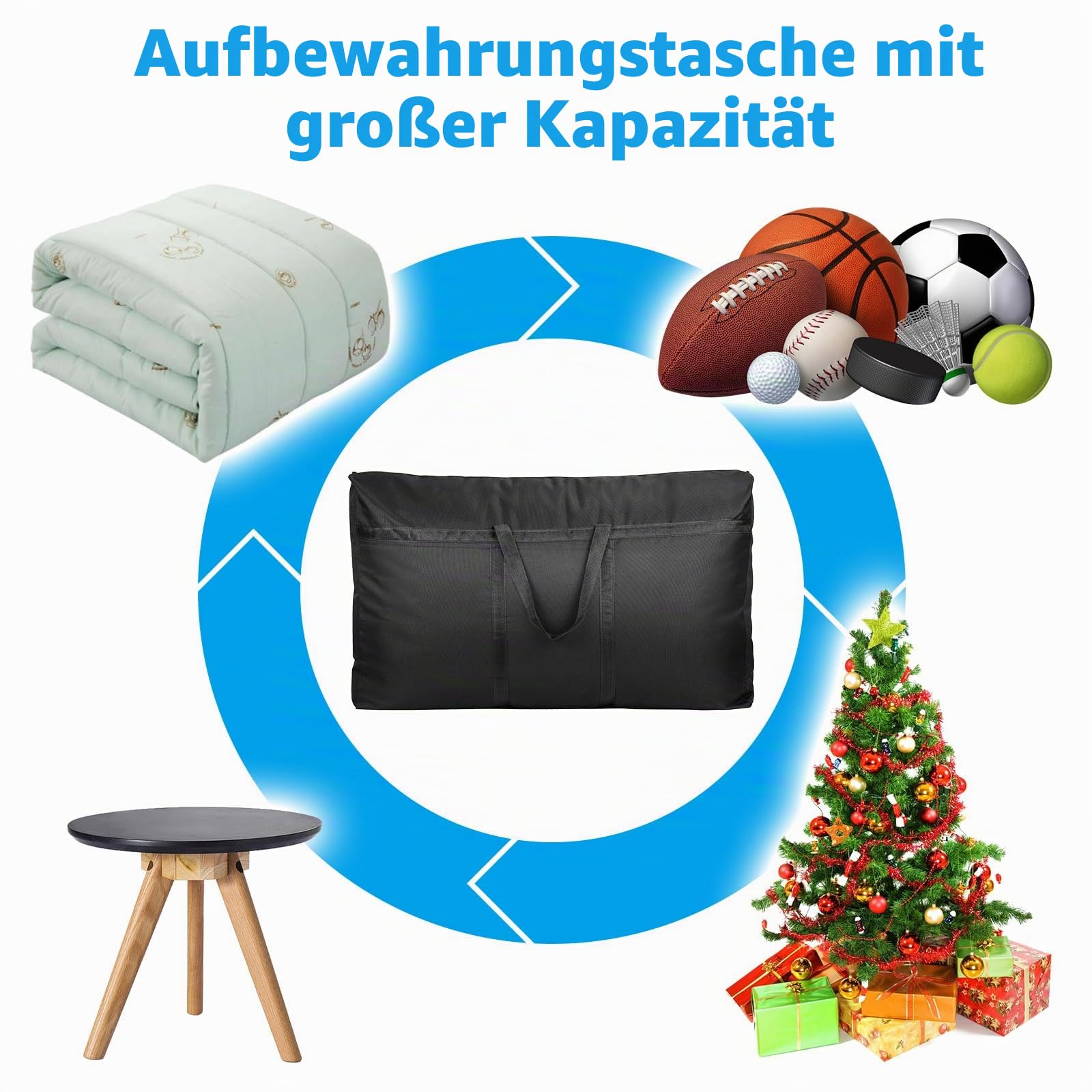 4er Pack 180L Extra Große Heavy Duty Aufbewahrungsboxen mit Deckeln für Umzug Große Kleideraufbewahrungsbeutel Boxen mit Reißverschluss Griffen Starker 600D Oxford Stoff (schwarz)
