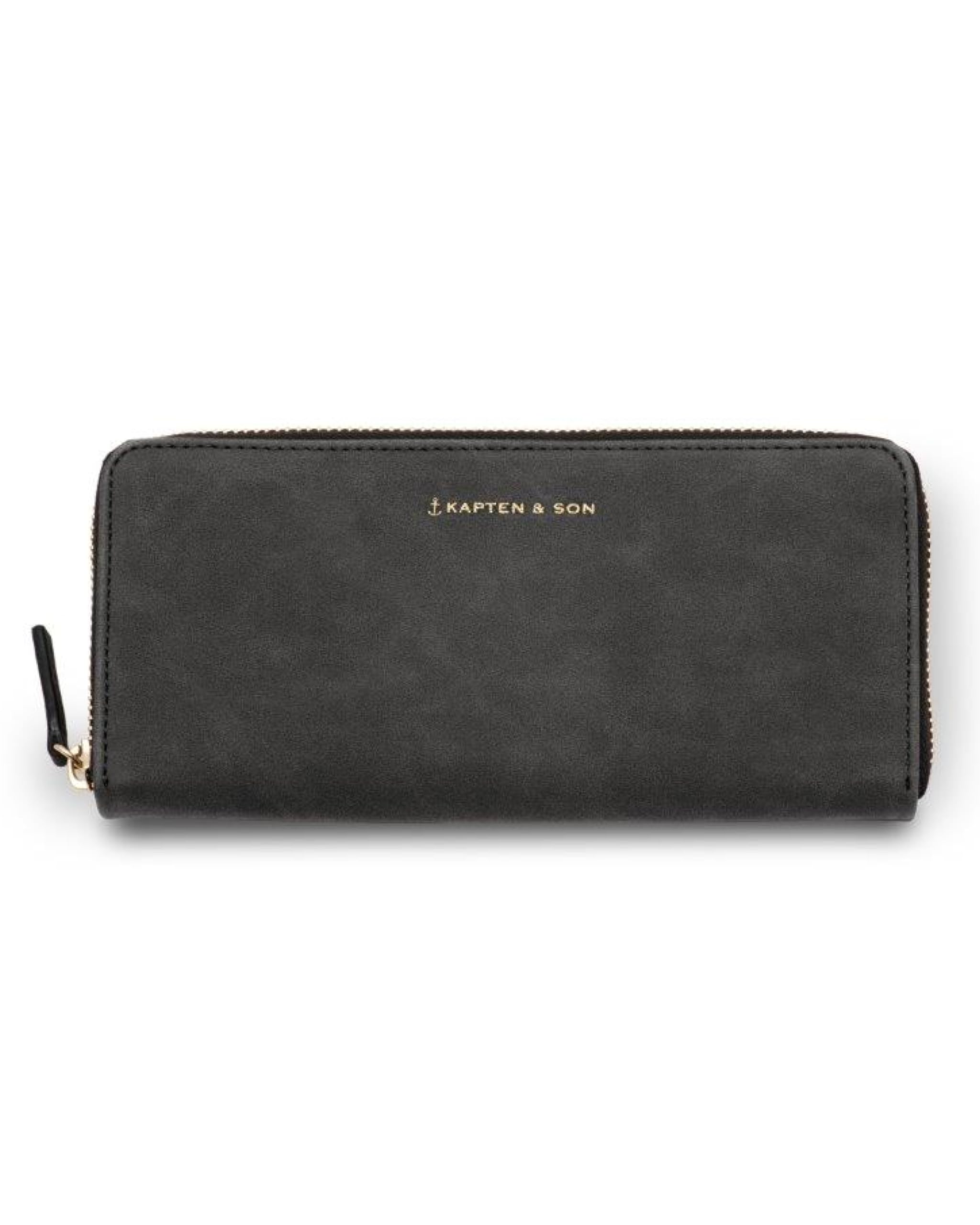 Kapten & Son Geldbörse Damen | Louvre Wallet Black | Damen Portemonnaie groß | Portemonnaie Schwarz | Brieftasche mit Kleingeldfach & 14 Kartenfächer | 10 x 21 x 2,5cm