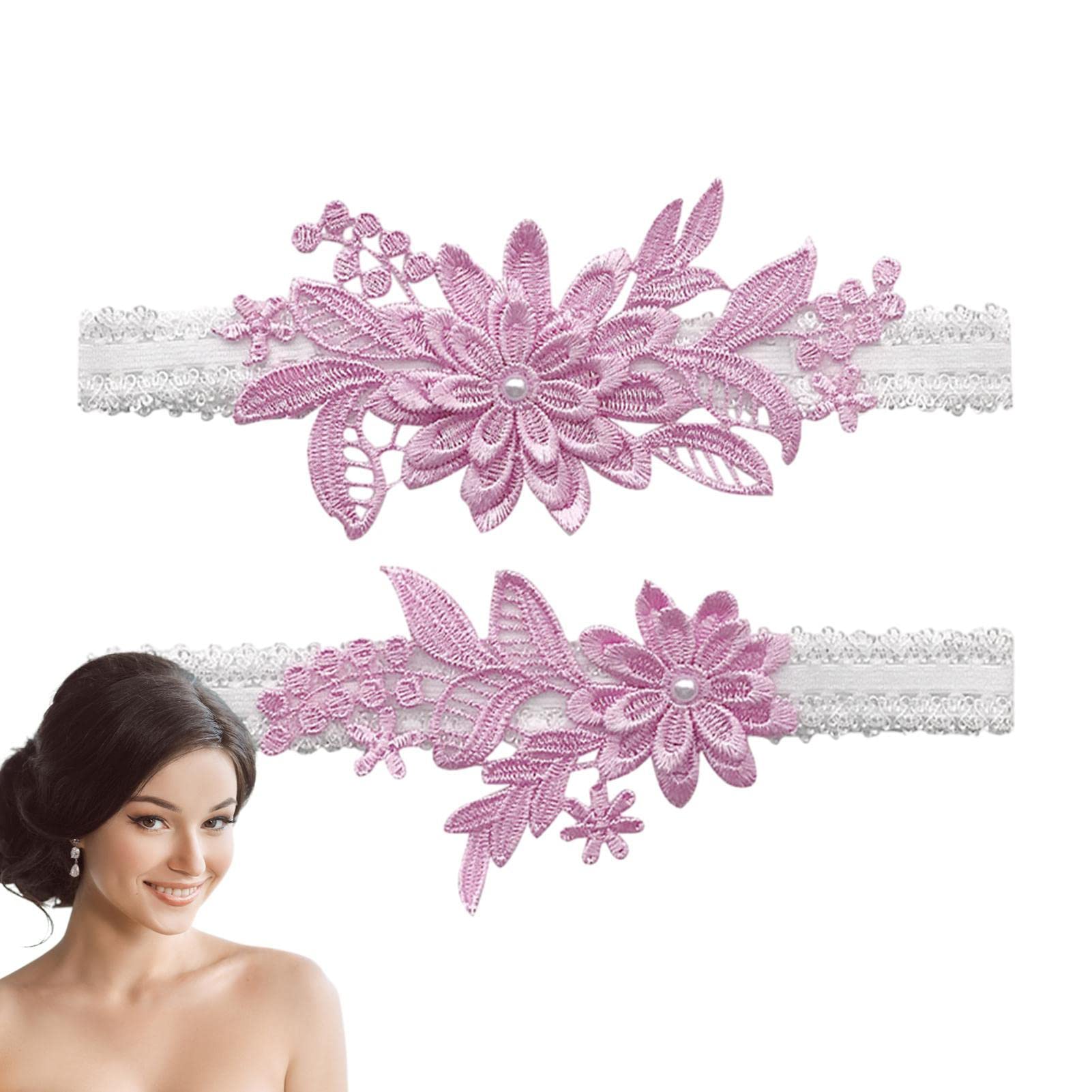 Garters for Brides | High Elasticity Pearl Lace Belt,Prom Stocking Flower Ornaments for Bridesmaid, Girls-image-46