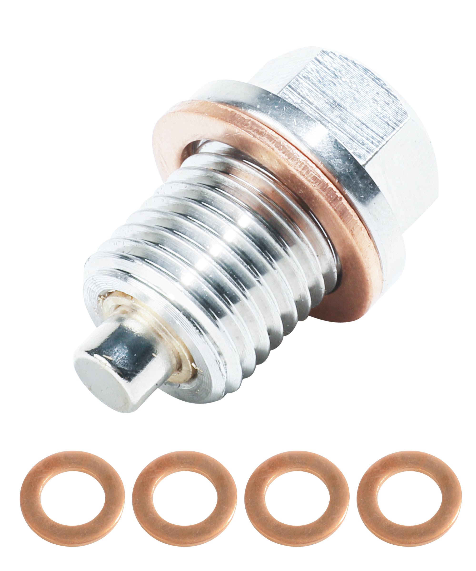 Flaconi M14x1.5 Tappo Di Scarico Dell'olio Magnetico per Auto,Tappo Olio Motore,Guarnizione Magnetica per Vasca Dell'olio,Bullone Tappo Coppa Olio con Rondella Rame,Universale per Auto(M14x1.5)