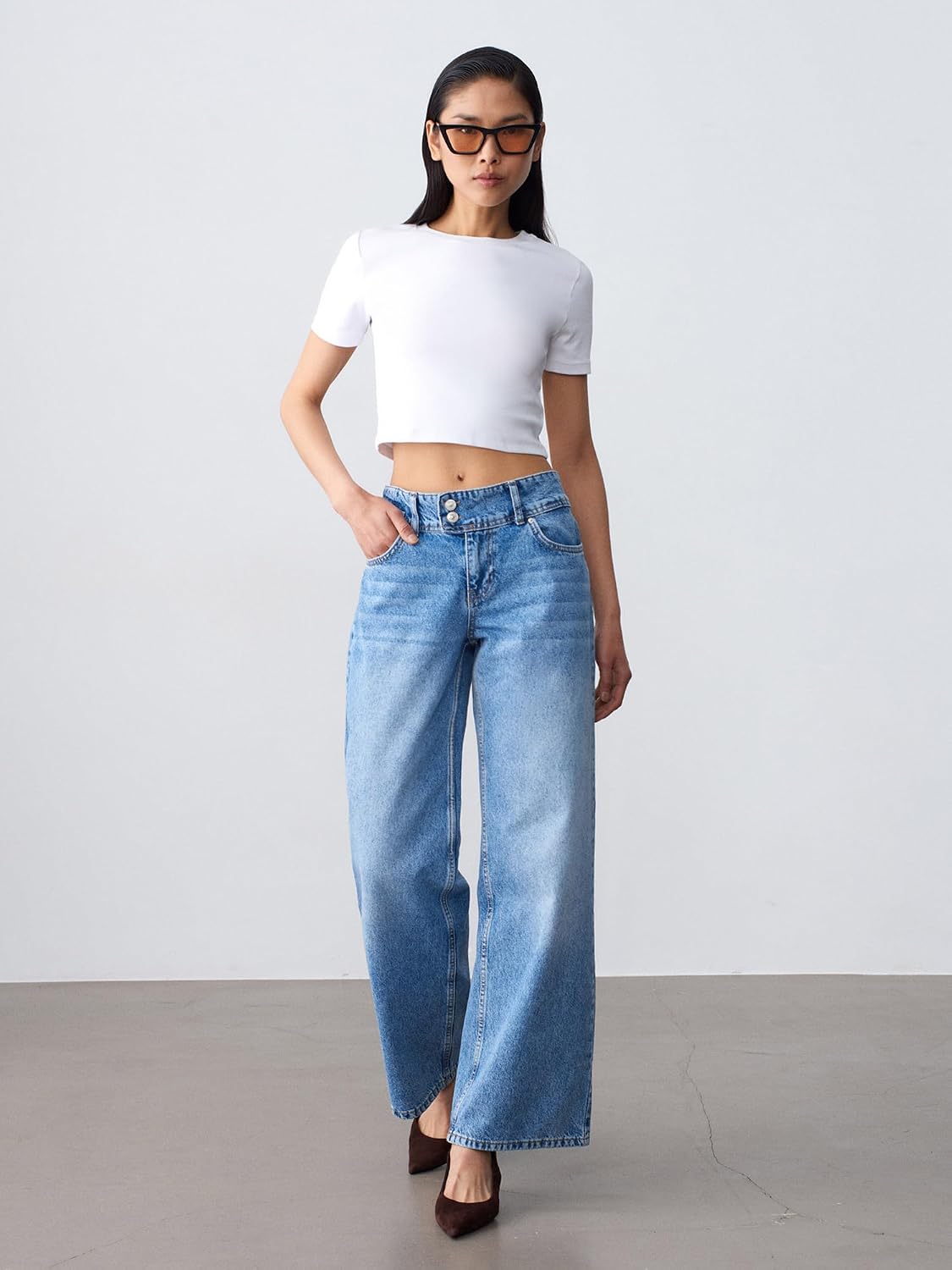 DILVIN Kadın Geniş Paça Jean Yüksek Bel Wide Leg Denim…