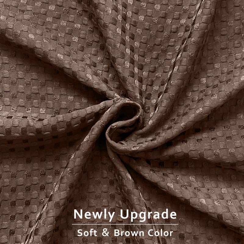 Image of MIYE Pleated Waffle Weave Bed Skirt, Tailored Dust Ruffle 16 Inch Drop Easy Fit, Machine Washable (Brown, Queen - 16 inch Drop)