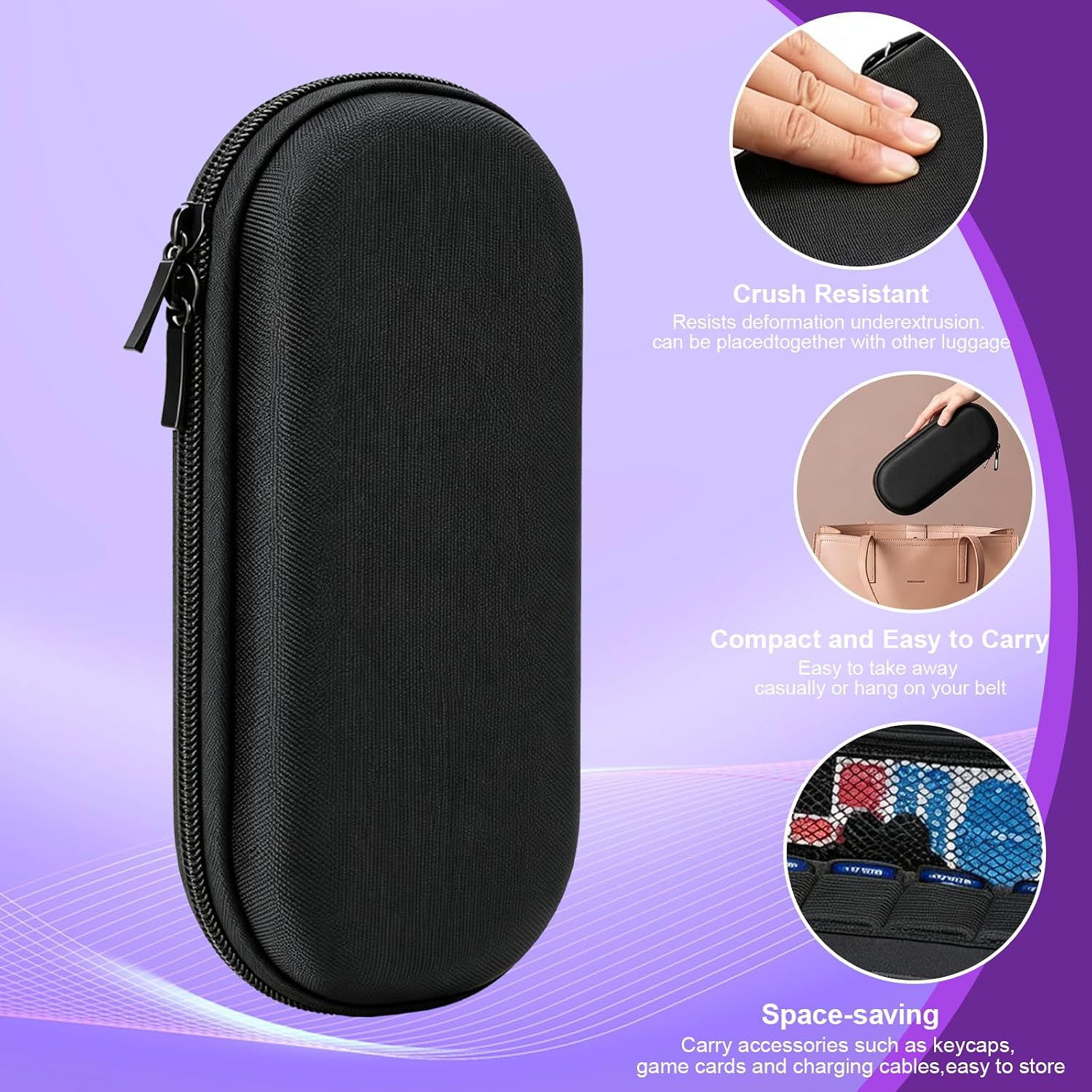 Gevanmies Storage Case for PSP 2000/3000, Portable Travel Carrying Bag with Transparent Protector Shell, Anti-Shock Interior, Wrist Strap & Double Zipper Design