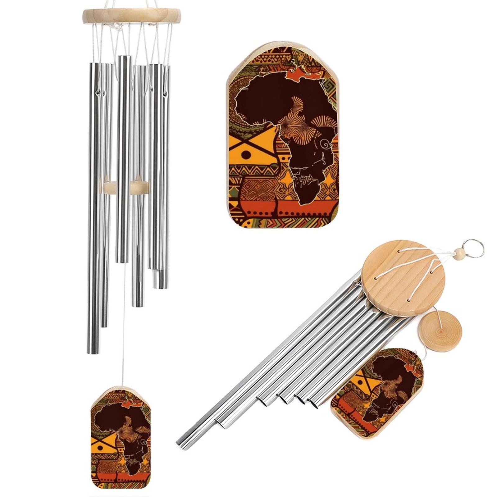 Carillon à vent en métal profond 52cm avec 6 tubes aluminium pour jardin