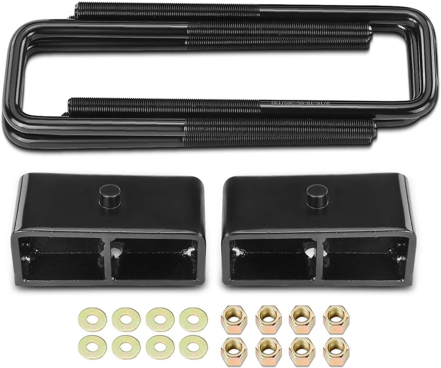 YHTAUTO 2 Inch Rear Leveling Lift Kit Fit Toyota Tacoma 95-23, Tundra 07-23 & Nissan Frontier 05-19, Titan 04-23 | RWD/4WD | U-Bolts & Blocks Raise the Front By 2 Inch | 6PCS Leveling Kit & Hardware