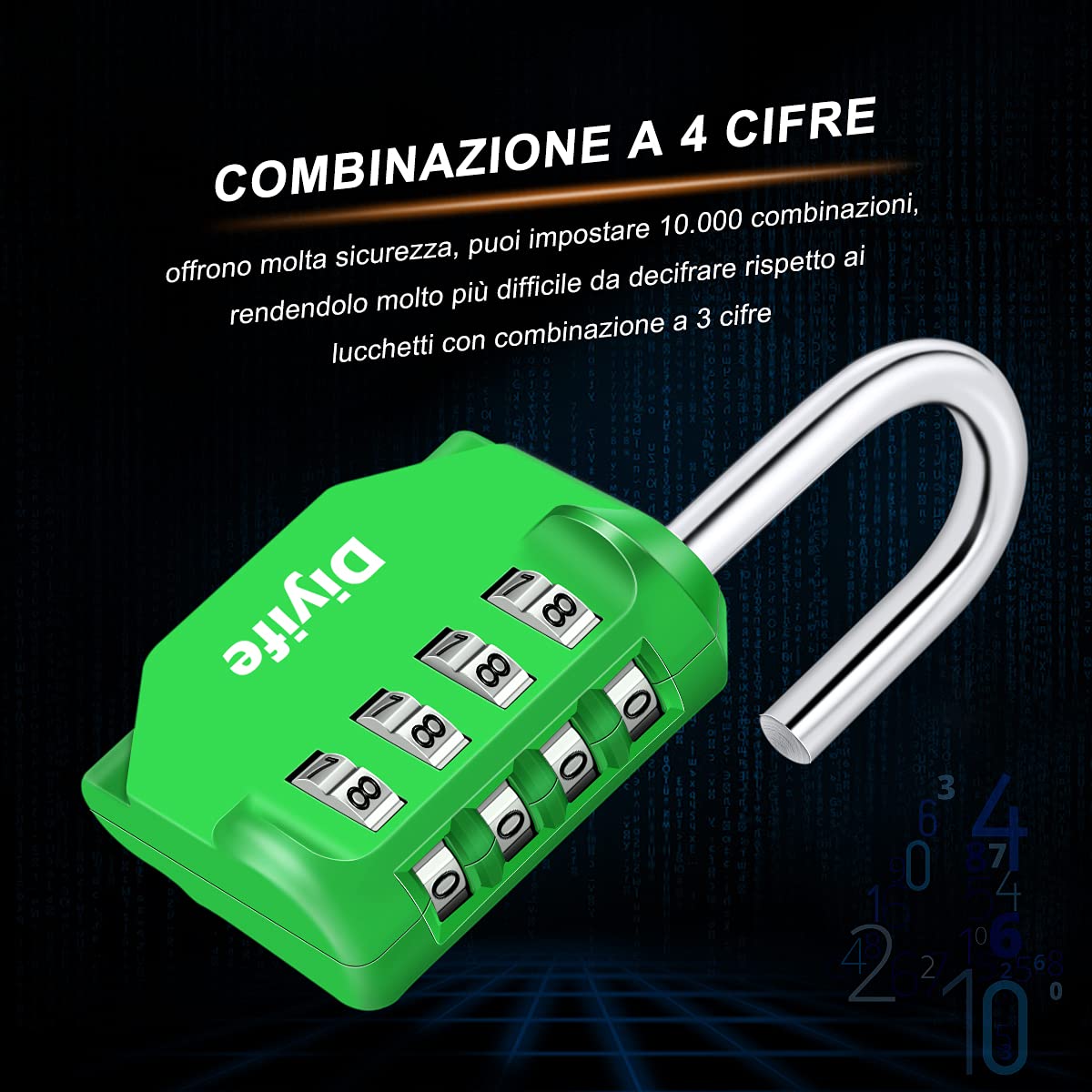 Lucchetto Combinazione, [Antipioggia] Diyife Lucchetto Armadietto Impermeabile Lucchetto A Combinazione, Esterno Serrature con Combinazione 4 Cifre Per Zaini, Armadietto, Palestra, Verde