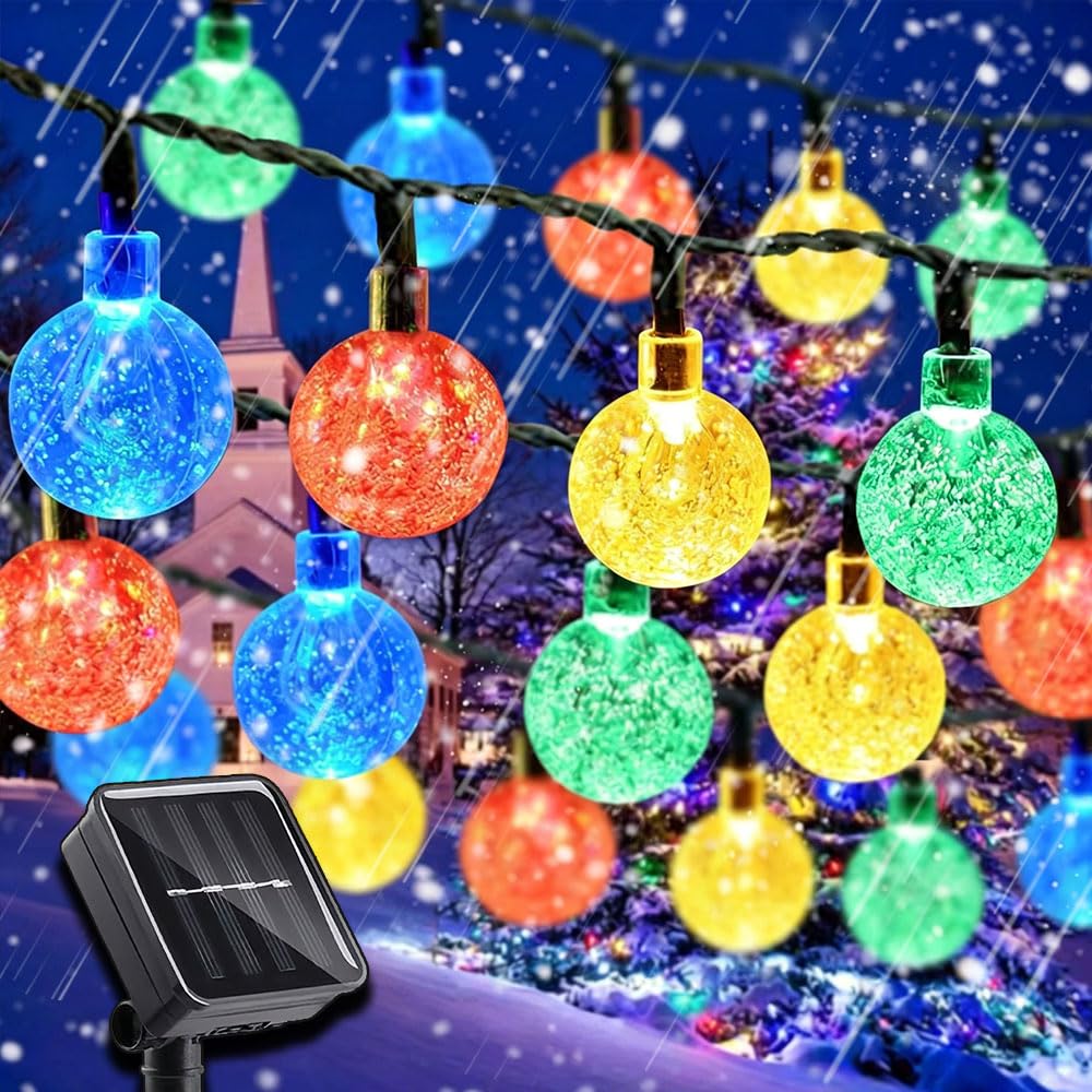 Catena Luminosa Solare Esterno IP65 Impermeabile, Catena Luminosa Solare con LED, Catena Luci Solari Esterno, Adatta per Feste Giardini Terrazze Festival (Colorato,φ2,3cm 32m)