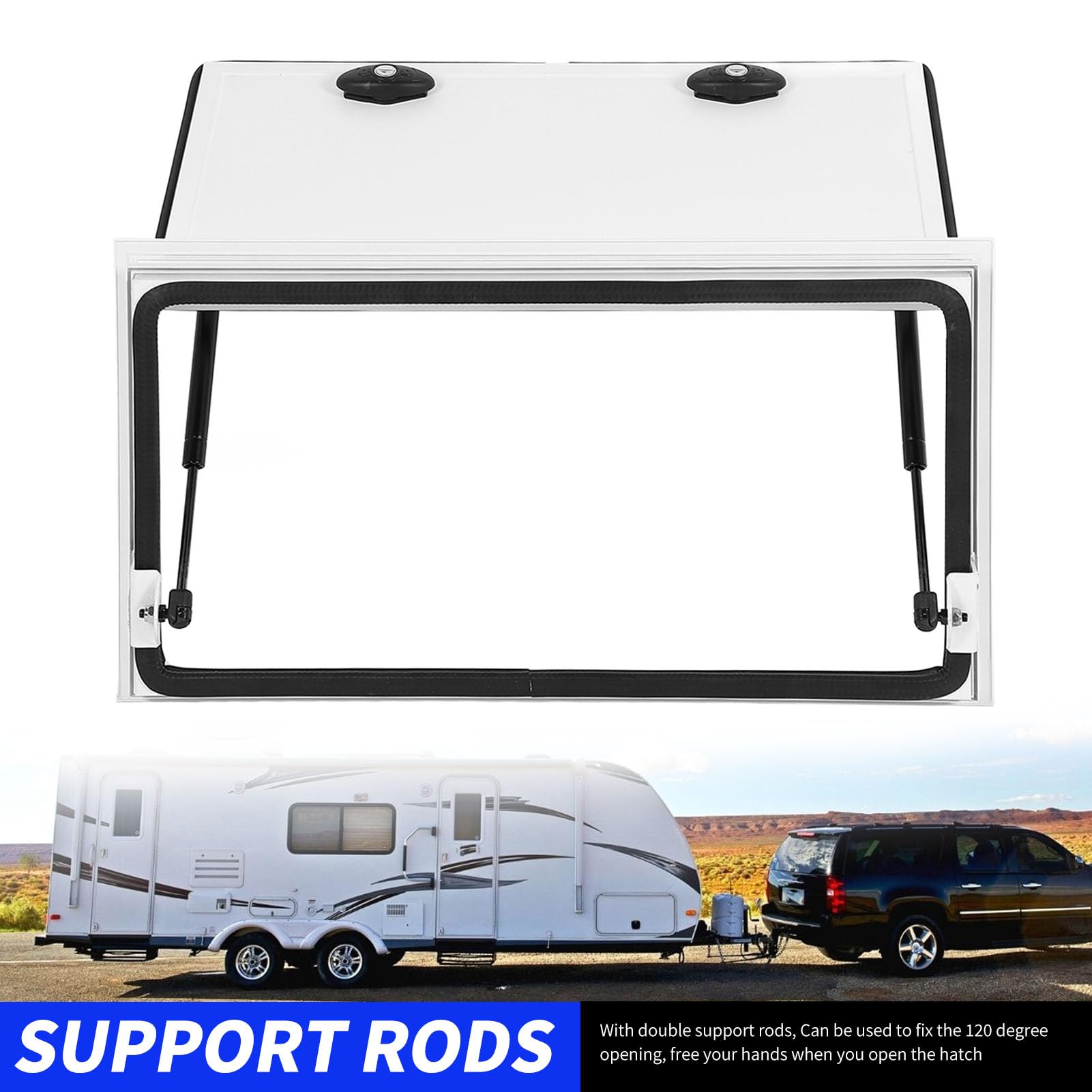 Jiawu Porte à Bagages pour Camping-Car, Porte de Rangement pour Compartiment de Rangement pour Camping-Car, 61 X 30,5 Cm, Porte D'accès Robuste avec Barres de Support et Verrou de