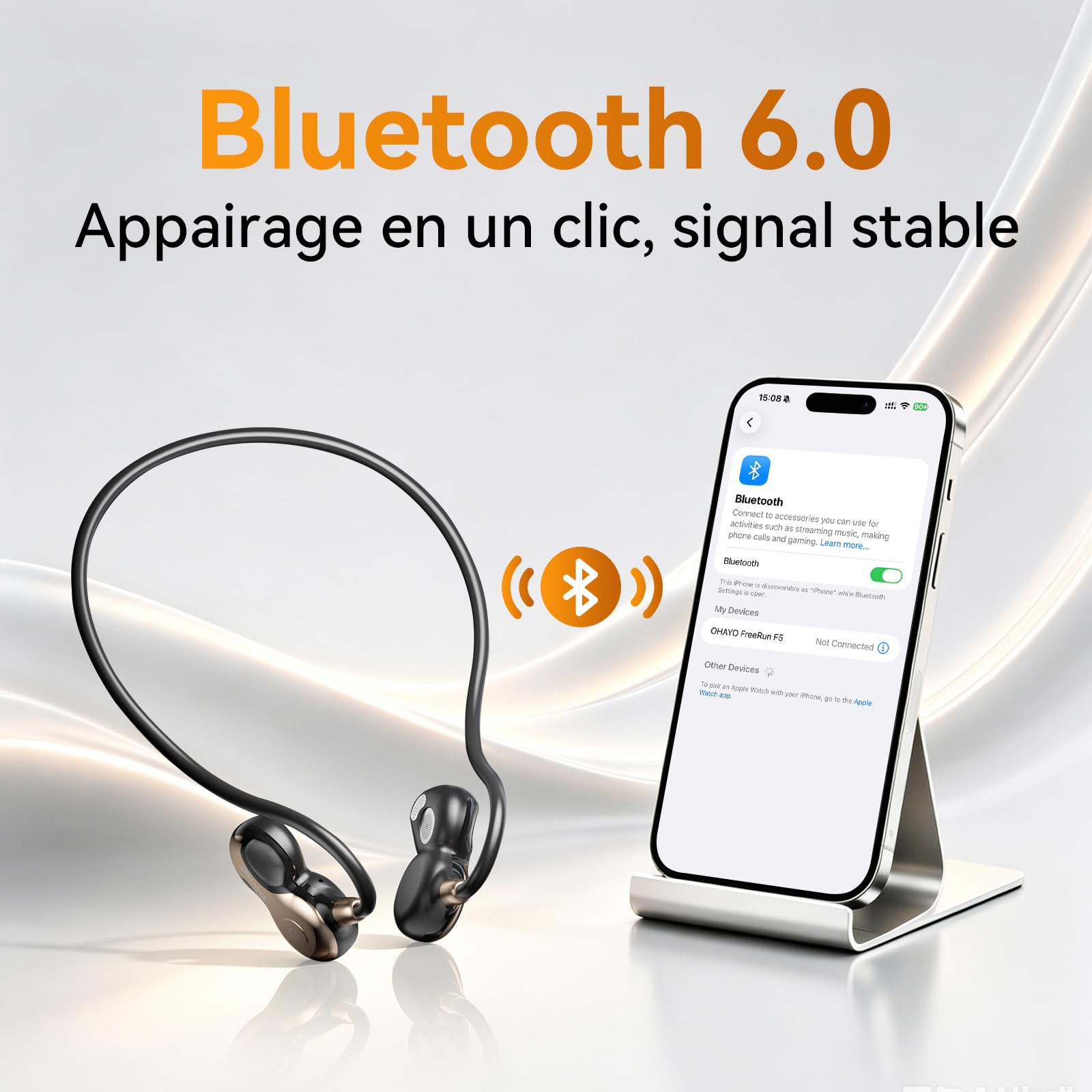 OHAYO Écouteurs Bluetooth sans Fil Sport, Casque Bluetooth V6.0, Étanchéité IPX7, 10 Heures d'Autonomie, Recharge Rapide en 2 Heures, Compatible avec Apple, Xiaomi, Samsung, Etc