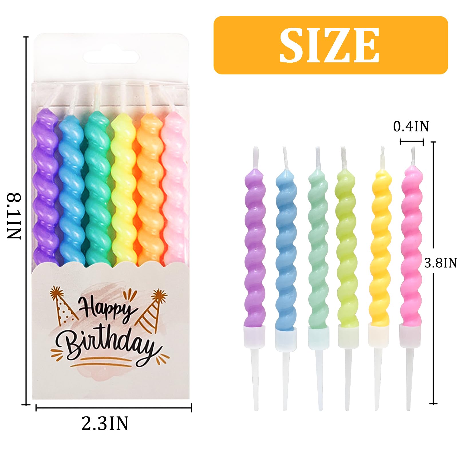 12 Candeline Spirale Multicolore Per Torte - Candele Compleanno Con Supporto Per Feste E Baby Shower - Foto 8