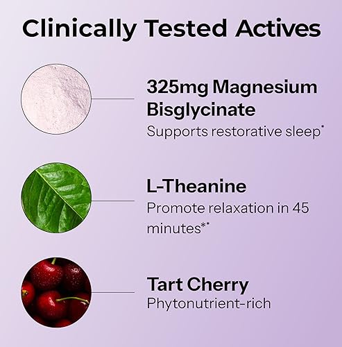 Miniatura 4 de Hum Nutrition Dream Team - Polvo de bisglicinato de magnesio, L teanina y mezcla de bebida de magnesio y cereza ácida, apoyo al descanso, relajación