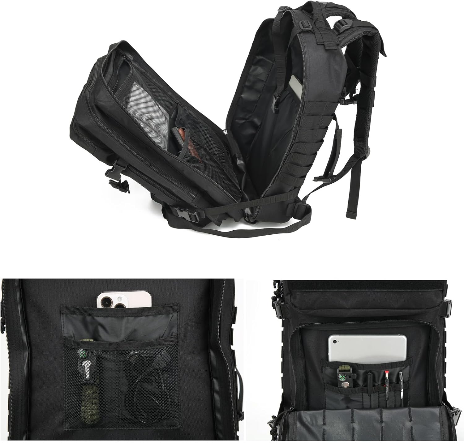 Tactical Backpack for Men, 45L Military Gym Backpacks, Large 3-Day Assault Pack Bug Out Bag MOLLE Daypack for Rucking Fishing Camping (Red) - Image 3