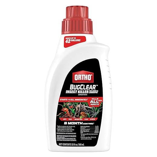 Ortho BugClear Insect Killer for Lawns and Landscapes Concentrate, Kills Ants, Ticks, Mosquitoes, Fleas and Spiders in Your Yard, Starts Killing Within Minutes, Odor Free, 32 oz.