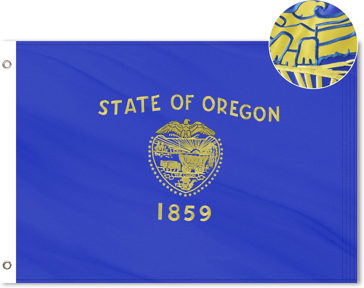 Oregon State Flag 4x6 Ft, Deluxe Embroidered Premium Polyester Durable OH Outside F...