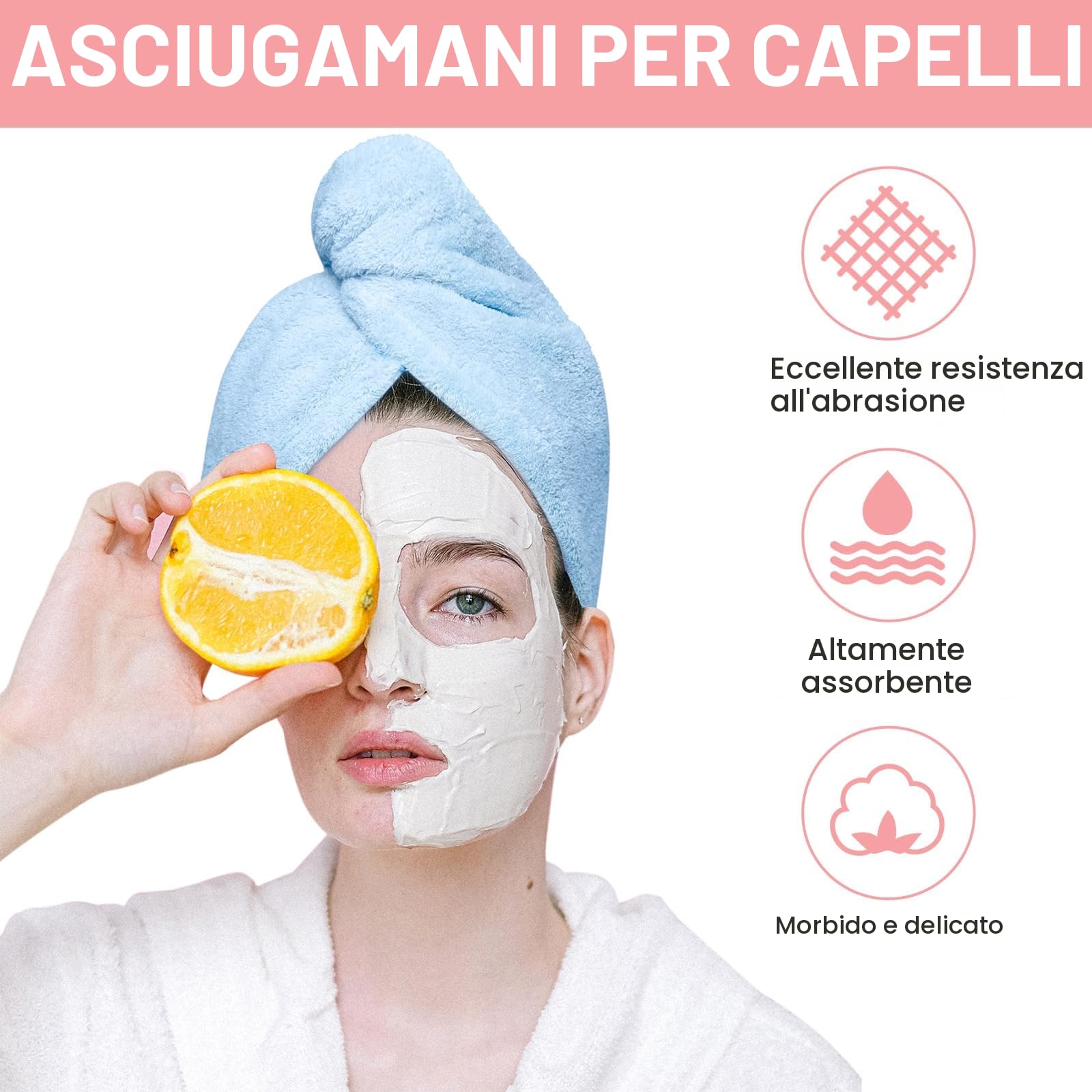 Good Nite Set da 3 Turbante Asciugacapelli in Microfibra con Bottone Asciugamano per Capelli Rapido e Morbido Ideale per Capelli Ricci Lisci