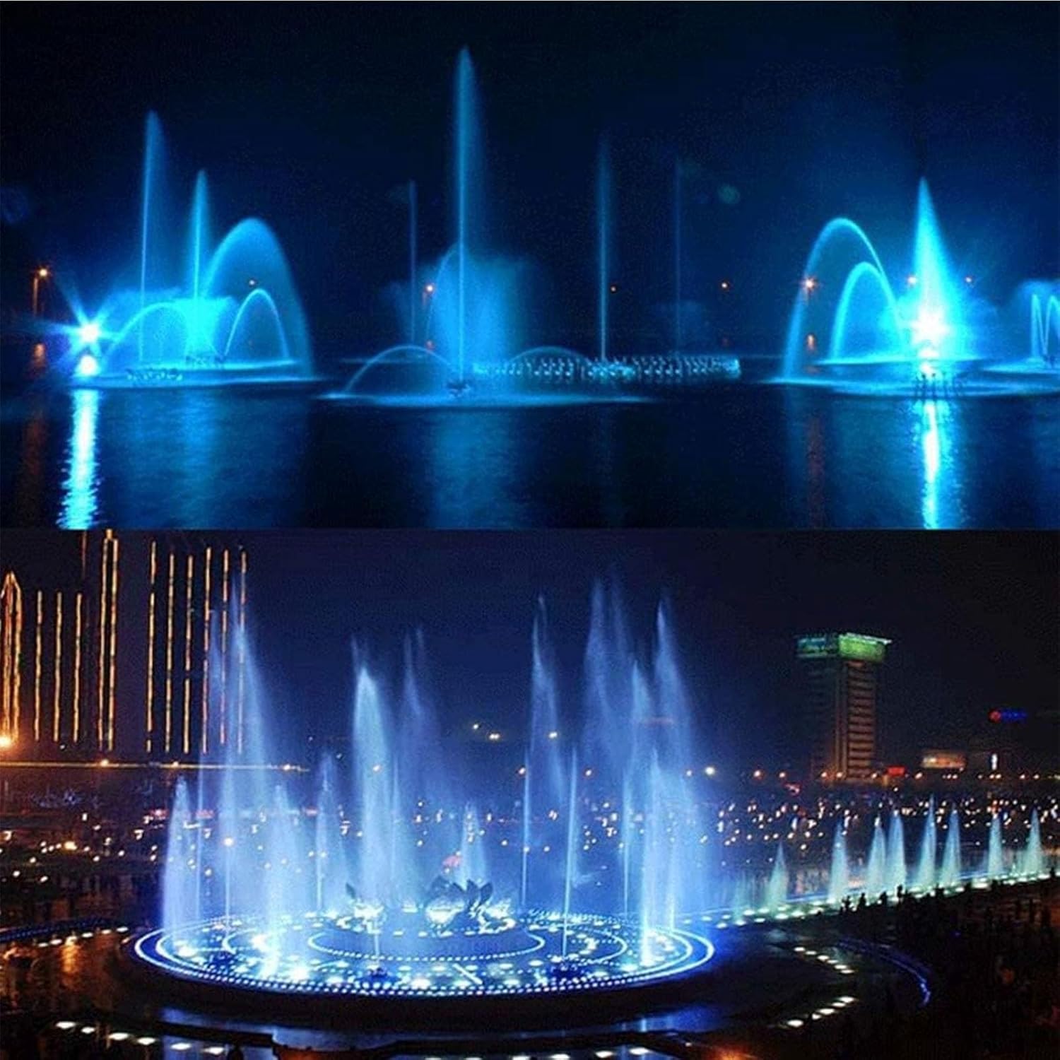 Underwater Pond Lights Submersible LED Fountain Light 12/24V Underwater Landscape Spotlight Middle for Garden Fountain Pool(Blue 6W(24V))