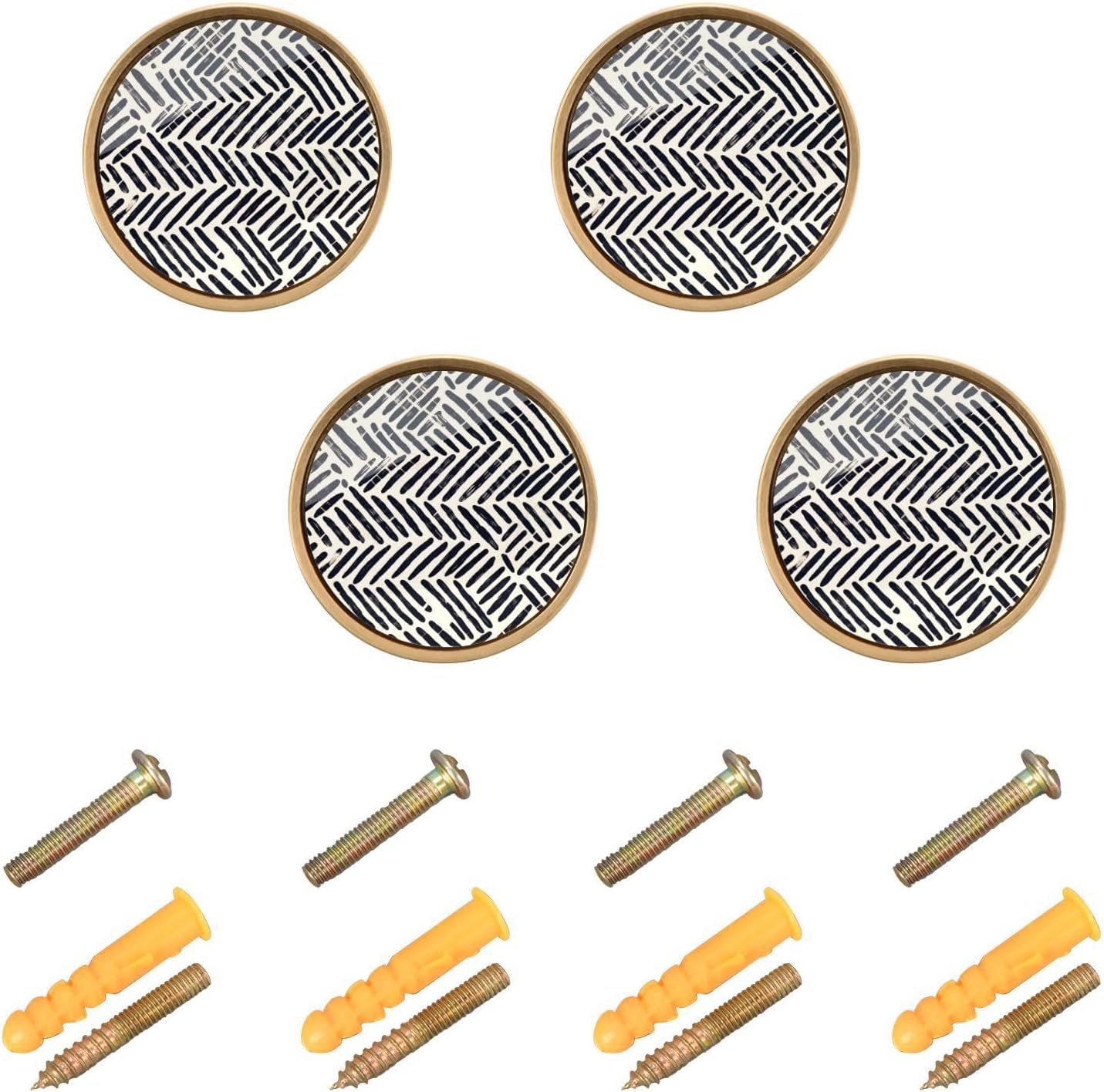 4Pcs Boho Bohemian Geometric Line Kitchen Cabinet Knobs,Round Drawer ...