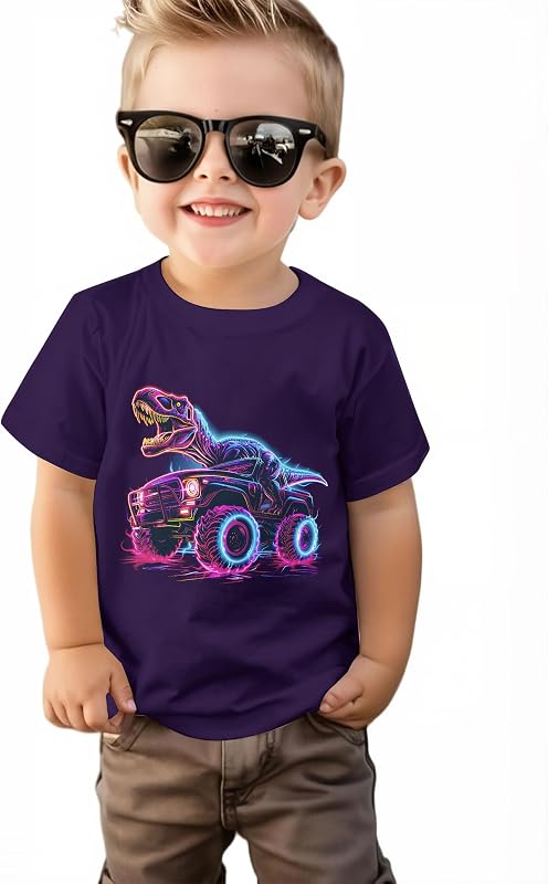 Lovekider Boys Graphic T-Shirt, Cotton Short Sleeve Shirt for Kid Ages 3-8 | Dinosaur tee with soft breathable fabric and crew neck for kids and toddlers, ideal for school, play, parties and gifts.