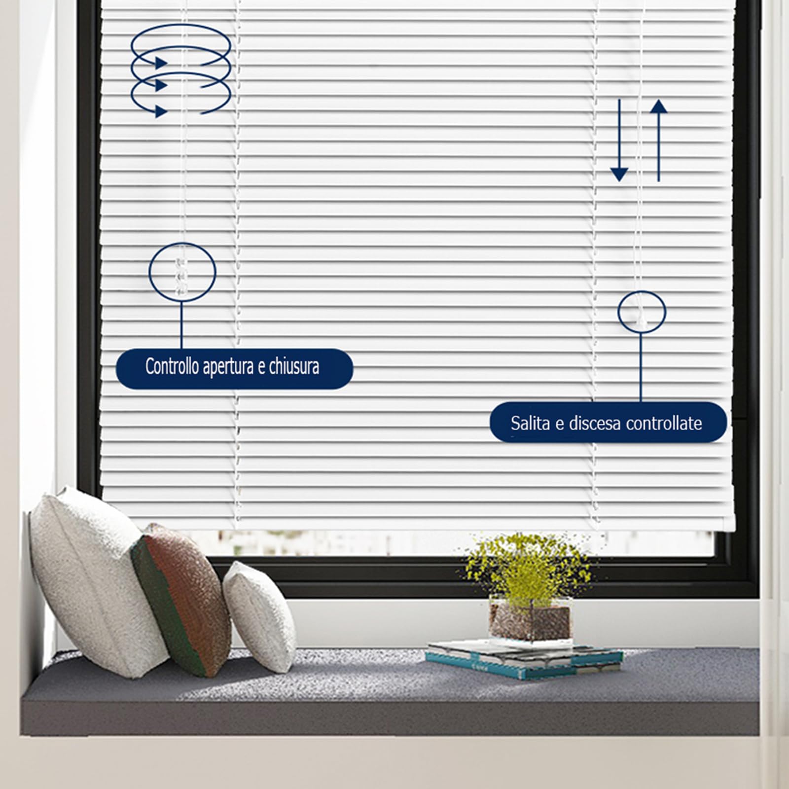 Tende Veneziane di Alluminio,Tende Orizzontali Oscuranti a Lamelle da 25mm,Veneziane da Interno per Privacy e Protezione,Personalizzato,Larghezza x Altezza (180cm x 280cm)
