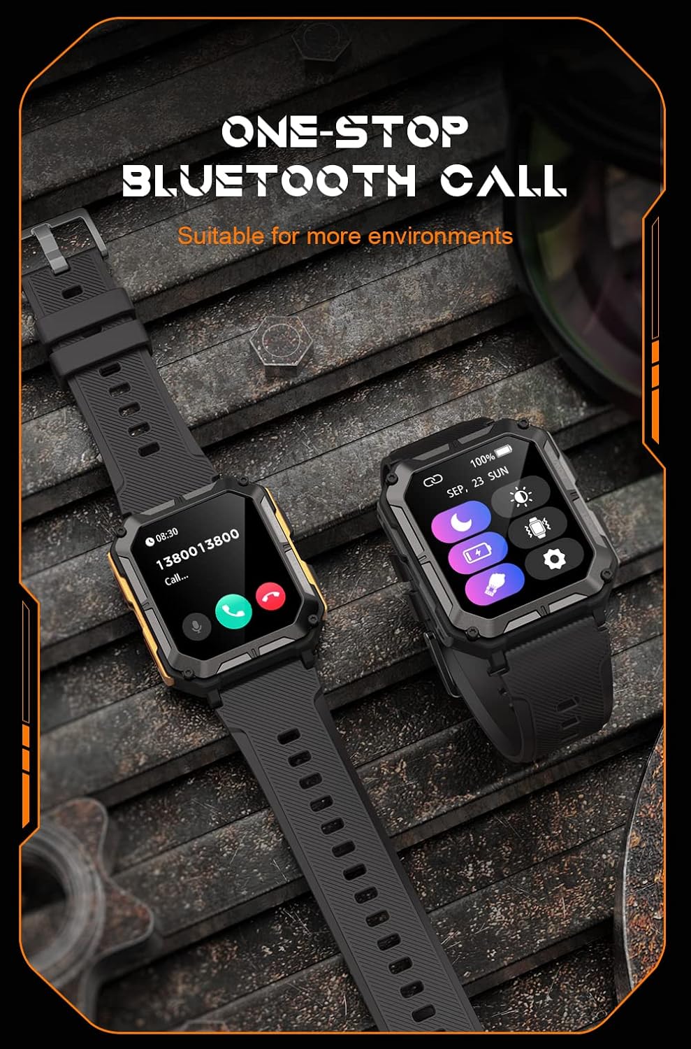 Two smartwatches, one displaying an incoming call notification