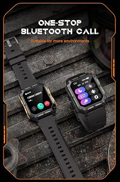 Gravity C20 Pro 1.83 Rugged Smartwatch, IP68 Waterproof, Bluetooth Call, AI Voice, 100+ Sports Modes, Heart Rate & Sleep Monitoring, Shockproof, Fitness Tracker for iOS & Android (Black)