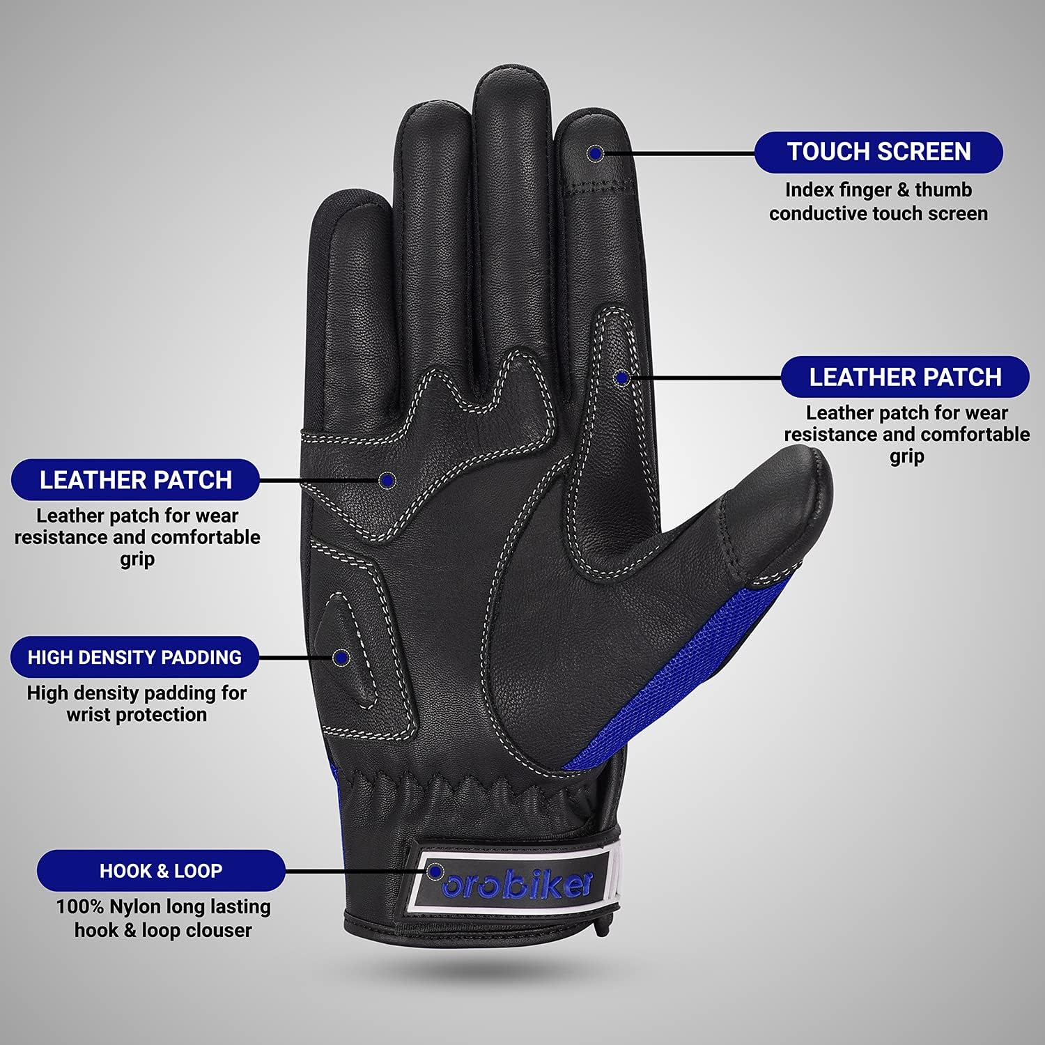 Oro Biker Motorbike Motorcycle Gloves - Image 4
