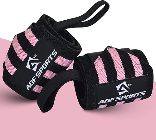 Miniatura 8 de AQF Muñequeras para levantamiento de pesas  Aprobado por USPA e IPL de 18 pulgadas con bucle para el pulgar  Correas de muñeca de levantamiento de