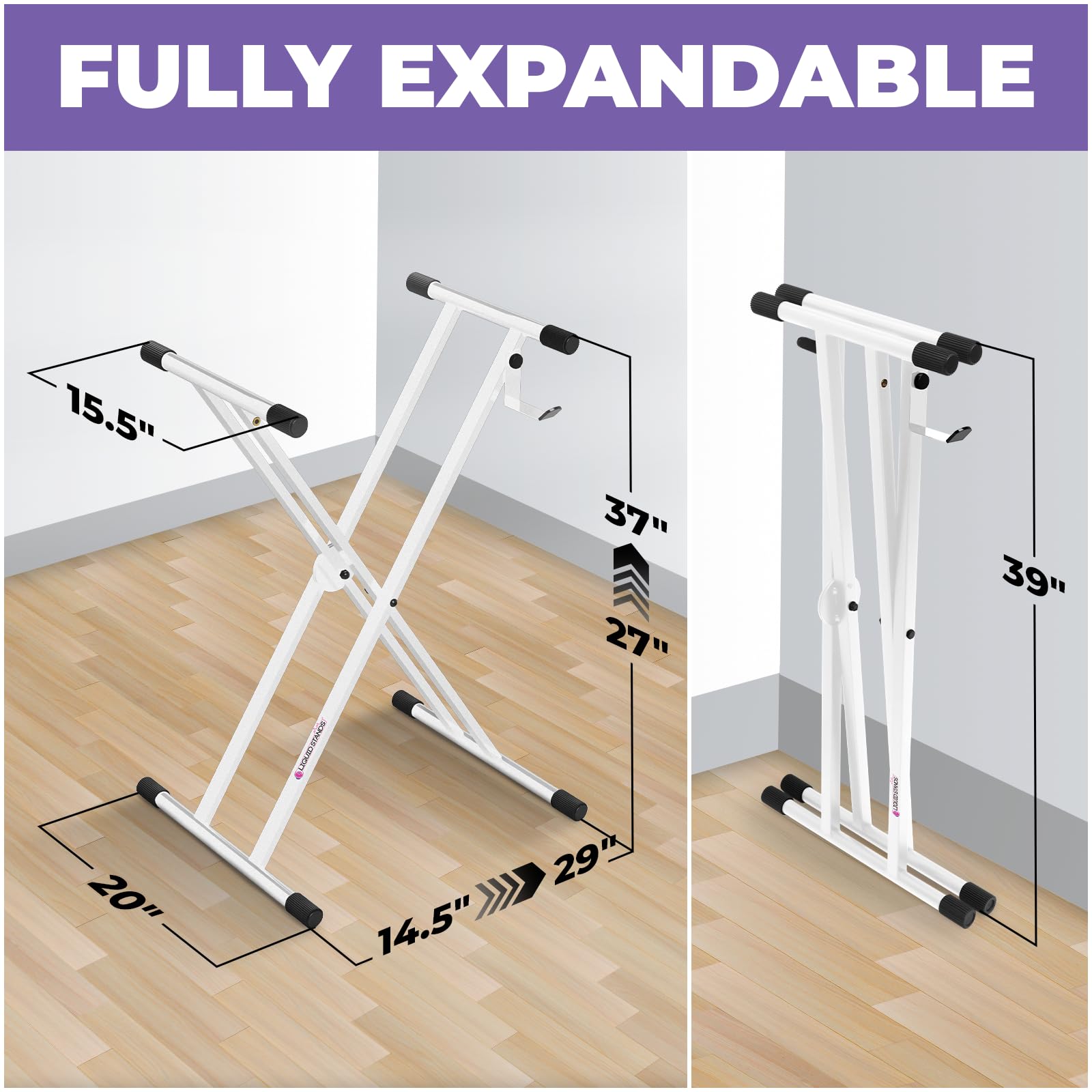 Liquid Stands X Style Piano Keyboard Stand - Adjustable & Portable - Dettaglio