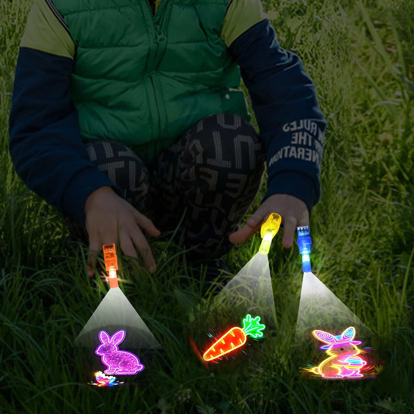 Œufs de Pâques lumineux pour enfants - Lot de 6 avec lumière doigt, décoration Pâques plastique