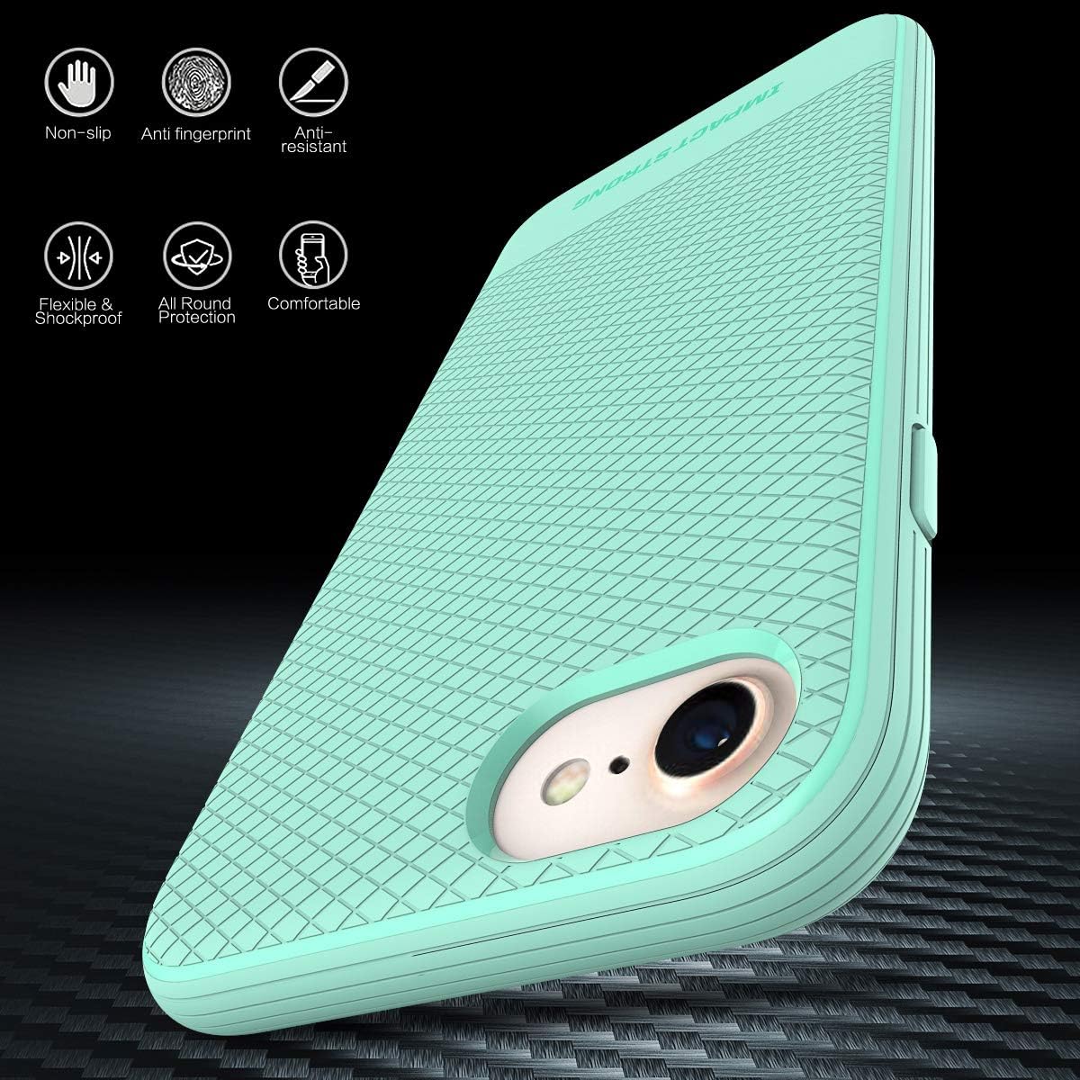 ImpactStrong iPhone SE 2020 Case, iPhone 7/8 Case, Liquid Shield Silicone Rubber Shock-Absorbing Scratch-Resistant Cover for iPhone 7/8 and iPhone SE (2nd Generation) - Mint