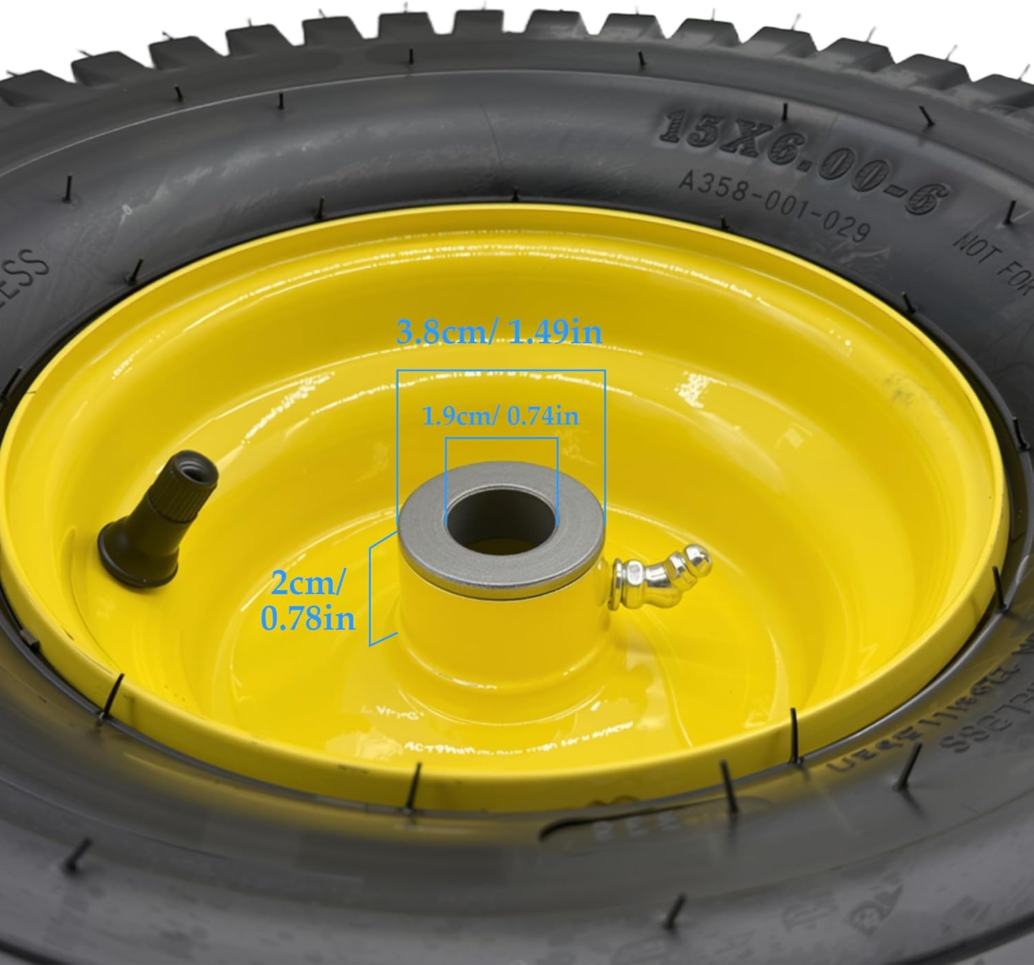15x6.00-6 Lawn Mower Tire and wheel,15x6-6 Tubeless Riding Mowers Lawn Tire with 3" Offset Hub, 3/4" Bearing,Replacement for Craftsman,Troy - Bilt,John Deere,Cub Cadet Riding Mowers, 2PCS