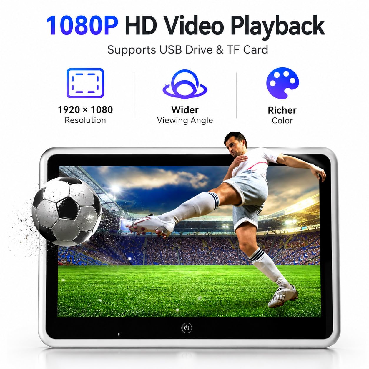 TV Portátil Coche 10.1" Monitor Reposacabezas Vídeo 4K 2PCS
