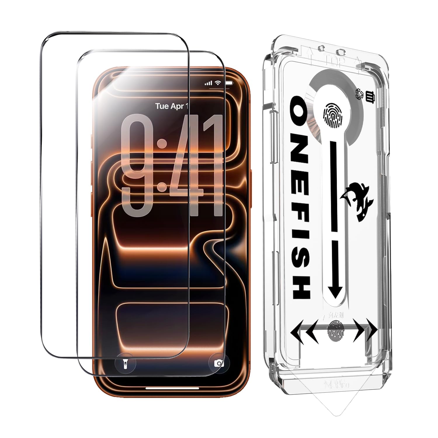OneFish for iPhone 17 Pro Max Screen Protector 6.9 inch HD Clear | Tempered Glass Full Coverage , 9H Hardness Scratch Resistant , Anti-Fingerprint , Easy Installation , 2 Pack