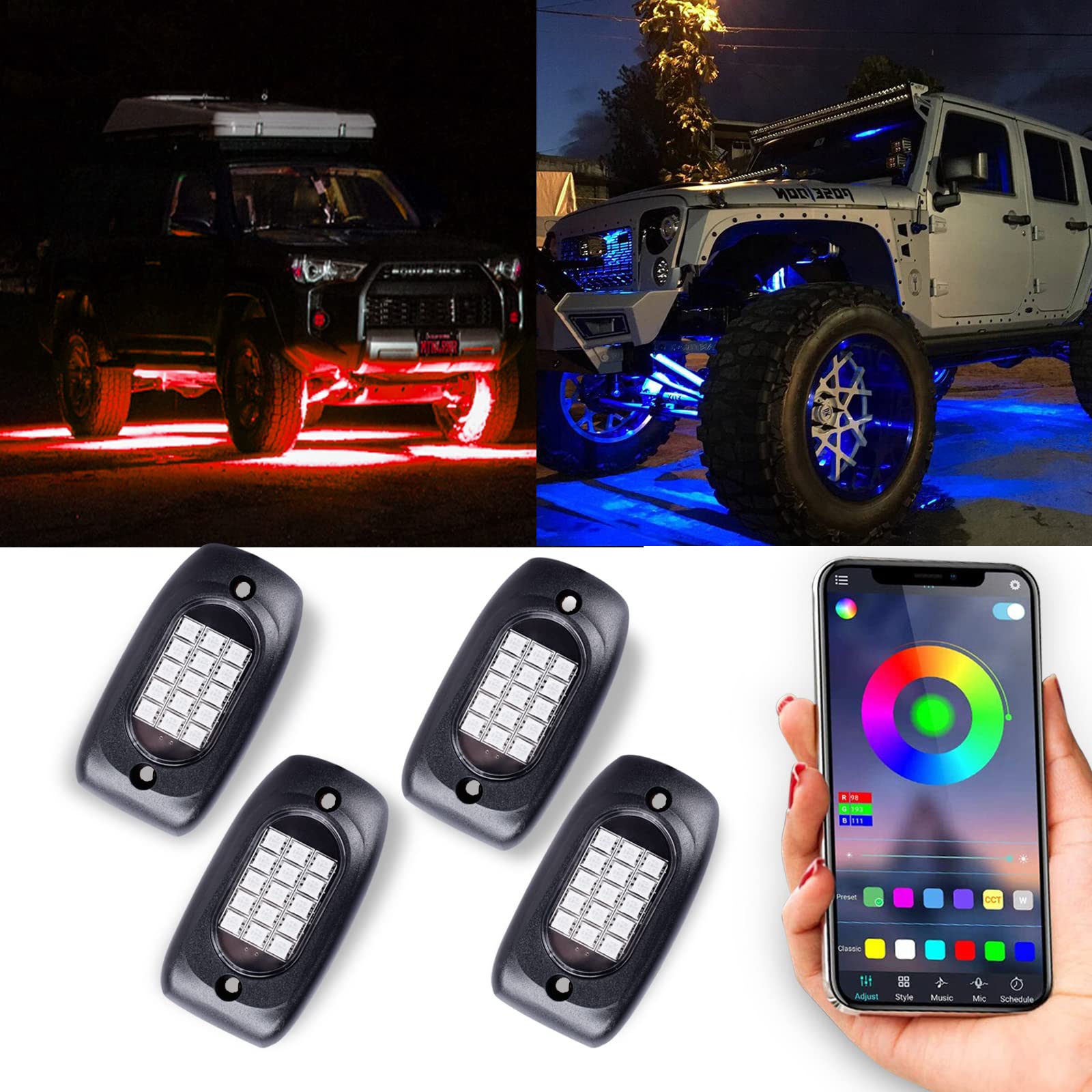 Amazon | MOREFULLS LED アンダーライト 車 RGB ロックライト アンダー 
