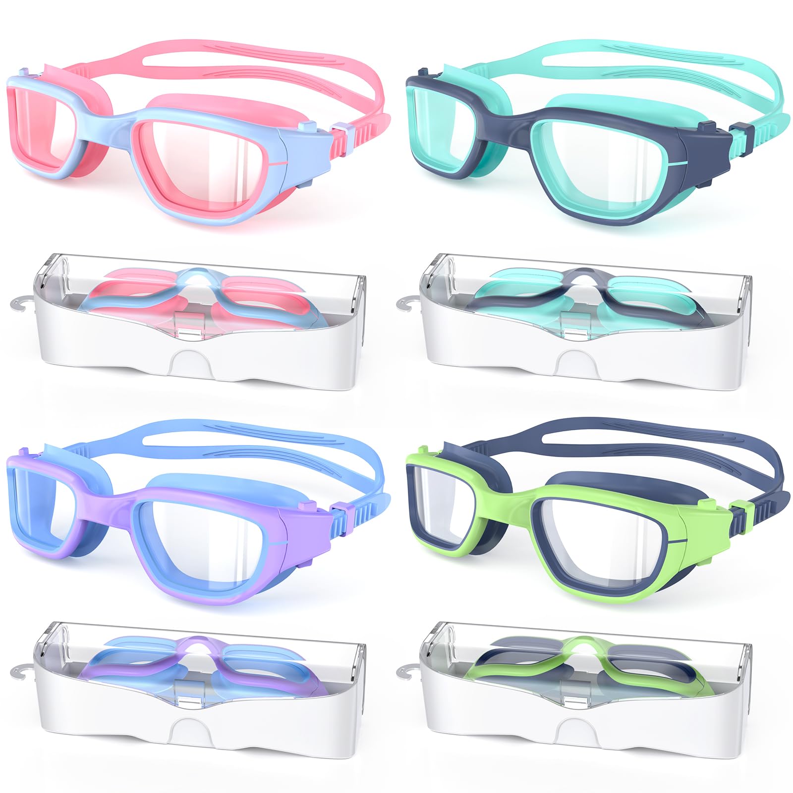 Zeligerstar Kids Swim Goggles, Swimming Goggles for Kids 6-14, Anti-Fog UV Protection Pool Glasses for Boys Girls Children