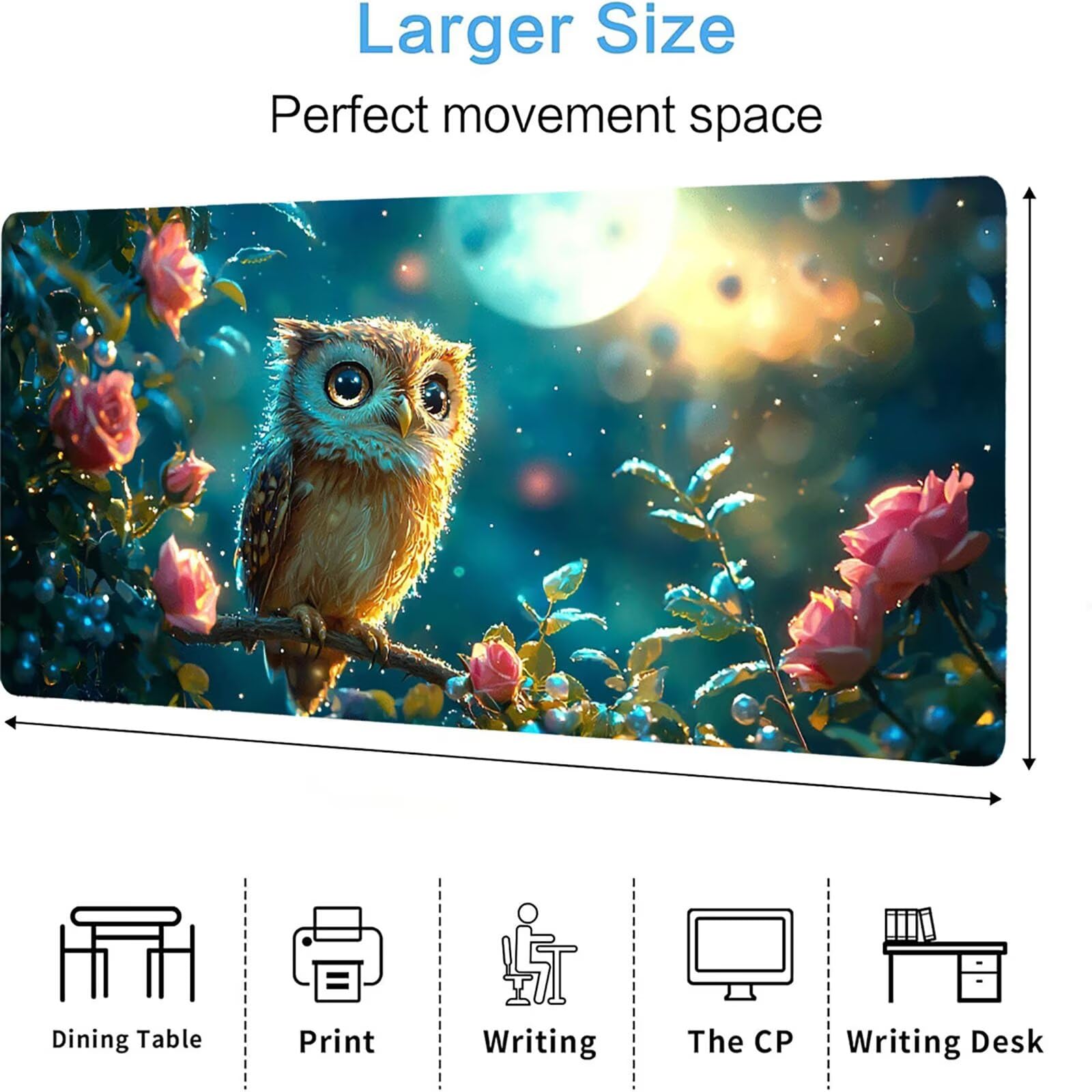 Podkładka pod mysz księżycową XXL, podkładka pod mysz do gier XXL 1200 x 600 x 5 mm, podkładka na biurko dla graczy, bardzo duża bezszwowa mata na stół dla graczy, antypoślizgowa podstawa, fabryczna
