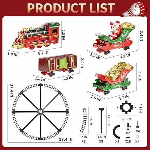 Miniatura 5 de Juguetes colgantes de tren de Navidad con humo, luz y sonido, juego de tren eléctrico para niños de 4 a 8 años, kit de construcción de vías de tren
