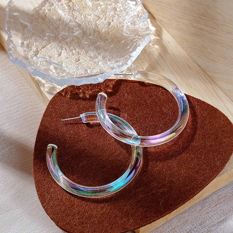 Acrylic Transparent Hoop Earrings Minimalist Resin Earrings Geometric Statement Earrings for Women2