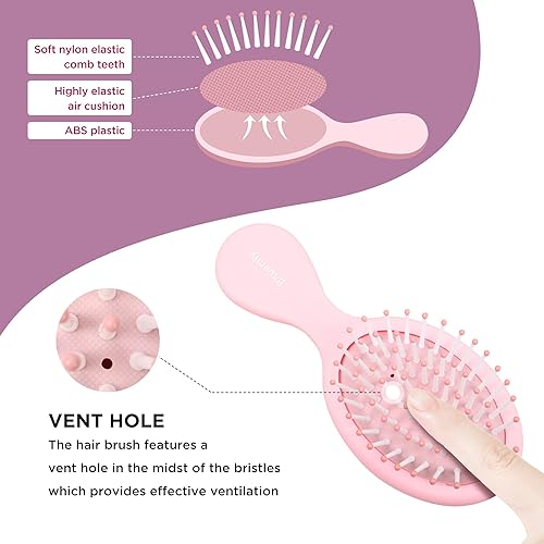 Miniatura 4 de Bituemly Mini cepillo desenredante para cabello seco y húmedo, cepillo desenredante de viaje de tamaño pequeño para niñas, niños, mujeres y hombres,