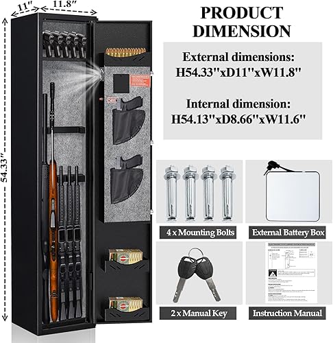 Miniatura 6 de KAER Rifle seguro de 3 a 5 pistolas, cajas fuertes para pistolas para rifles y escopetas consin óptica, armarios de pistola con caja de seguridad