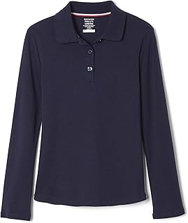 Girls' Uniform Long Sleeve Polo with Picot Collar (Standard & Plus)