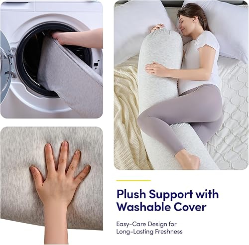 Miniatura 4 de Almohada de maternidad de cuerpo completo  Almohada de apoyo de embarazo rellena de frijoles con funda extraíble  59 pulgadas de largo para espalda,