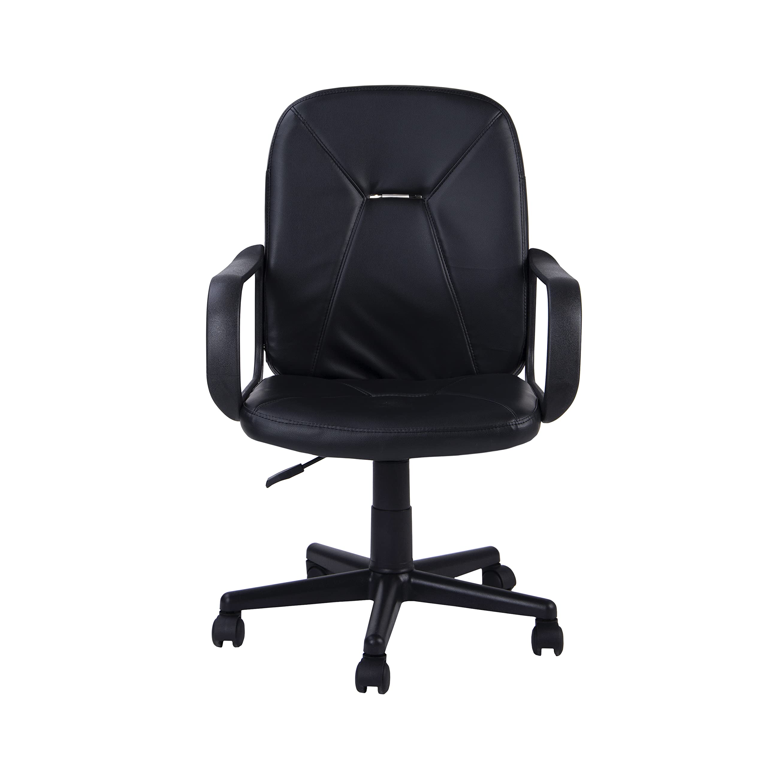duehome | Genesis, Silla Giratoria Oficina, Silla de Escritorio, Acabado en Simil Piel Negro, Medidas: 55 cm (Ancho) x 55 cm (Largo) x 87-96 cm (Alto)