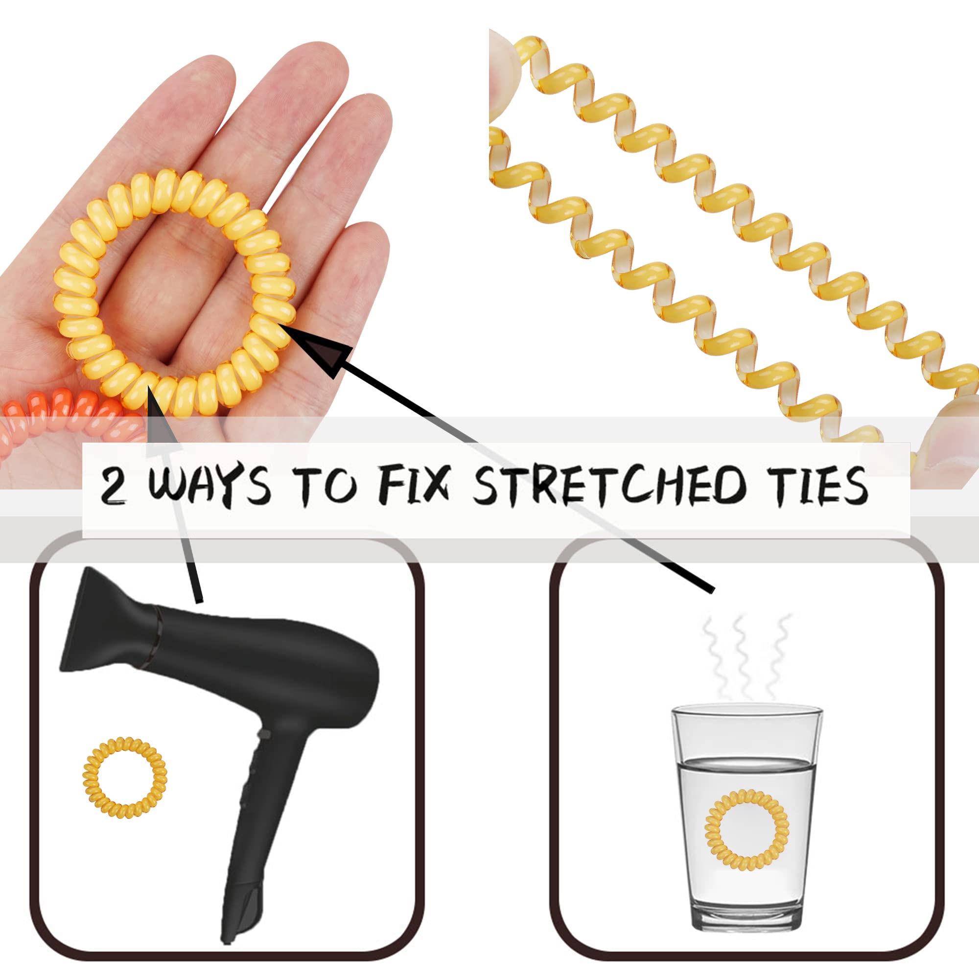 32 ligas en espiral para el cabello, sin arrugas, bobinas elásticas para el cabello, pulseras en espiral de colores caramelos, accesorios para el cabello para mujeres y niñas 7